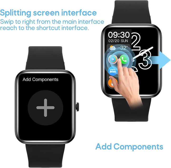 Smartwatch, 1.83 Zoll Touchscreen Armbanduhr mit Bluetooth Anruf, IP67 Wasserdicht Fitness Tracker m