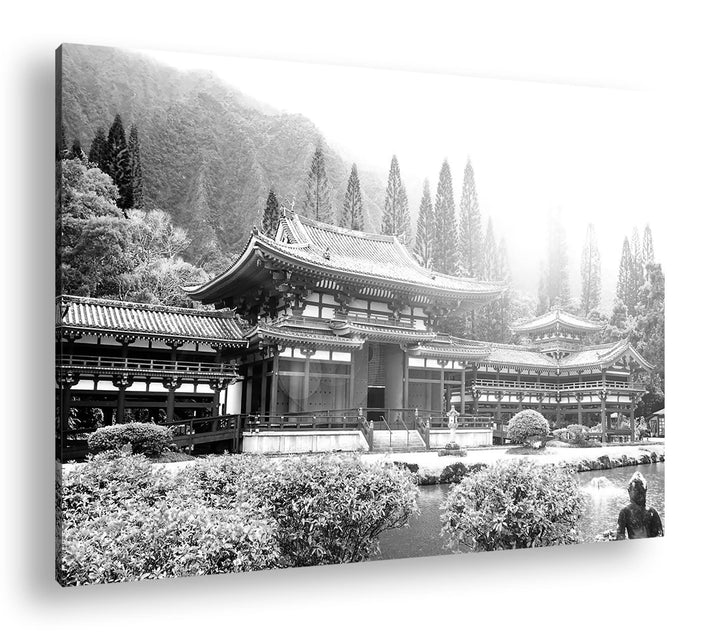 deyoli atemberaubende Tempelanlage in Asien Effekt: Schwarz&amp;Weiss,Format: 80x60 als Leinwandbild, Mo