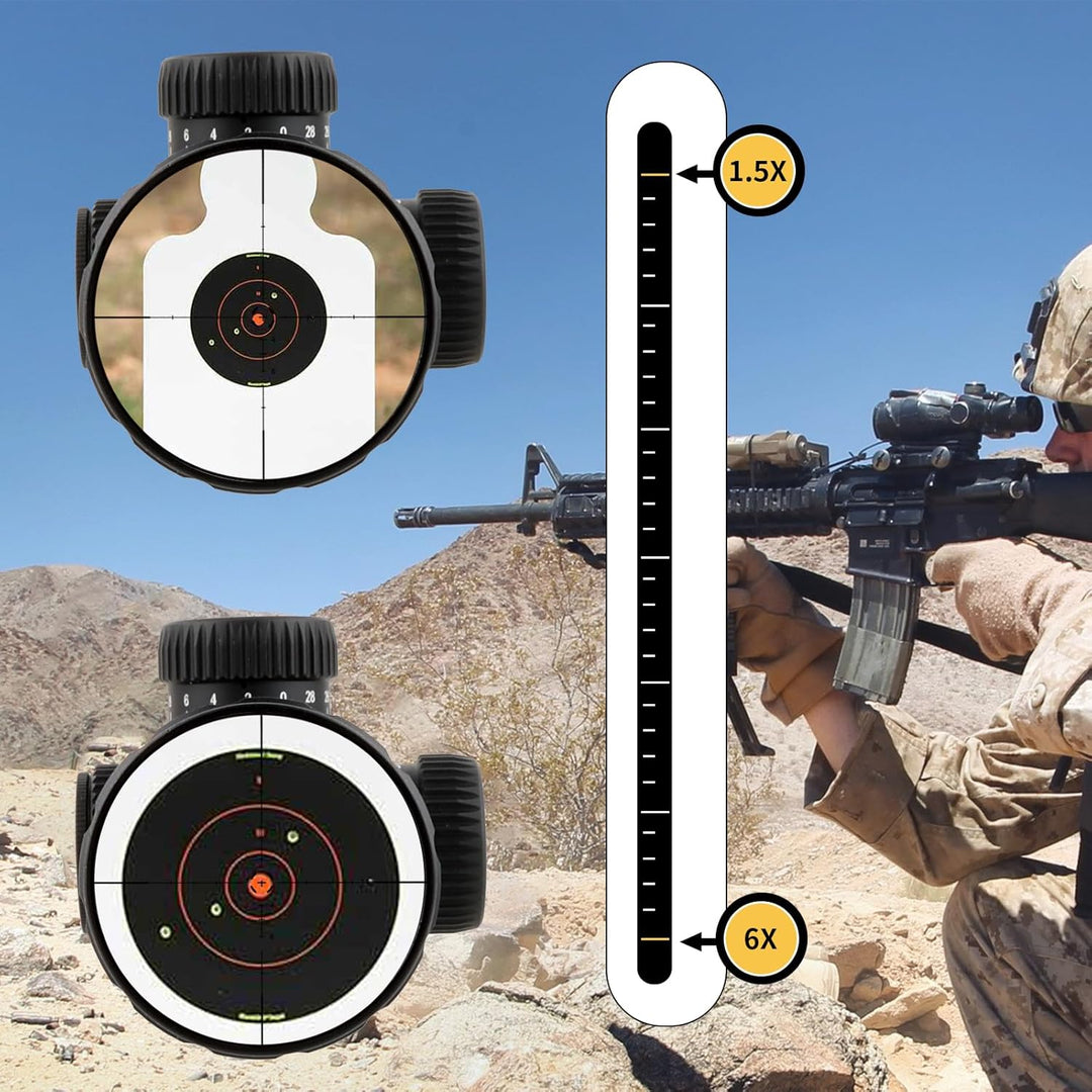 FOCUHUNTER 1.5-6X24mm Teleskop, seitlicher Parallaxenausgleich optisches Monokular, grüner voll mult