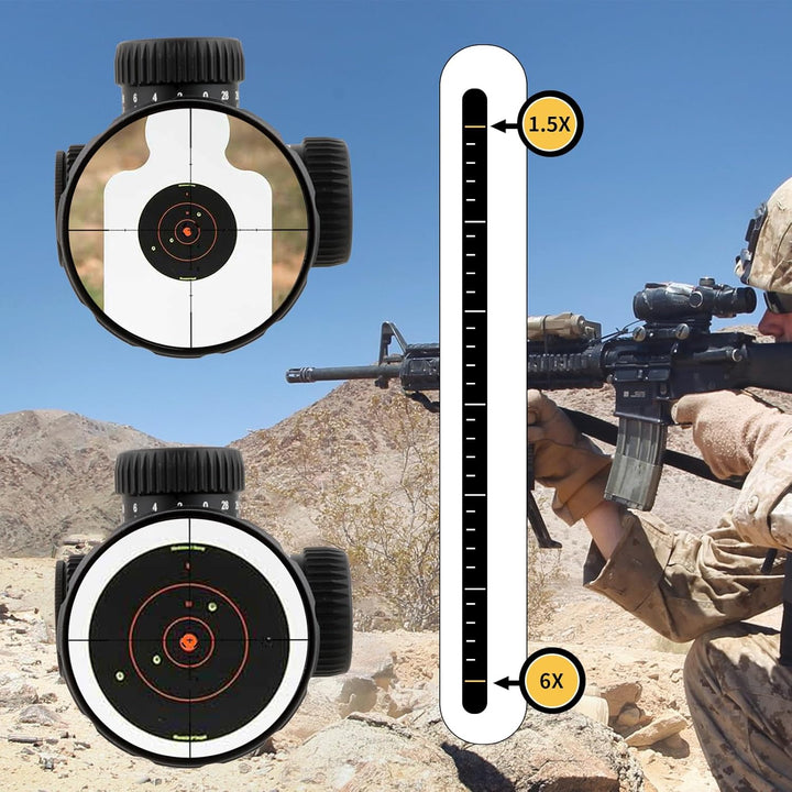 FOCUHUNTER 1.5-6X24mm Teleskop, seitlicher Parallaxenausgleich optisches Monokular, grüner voll mult