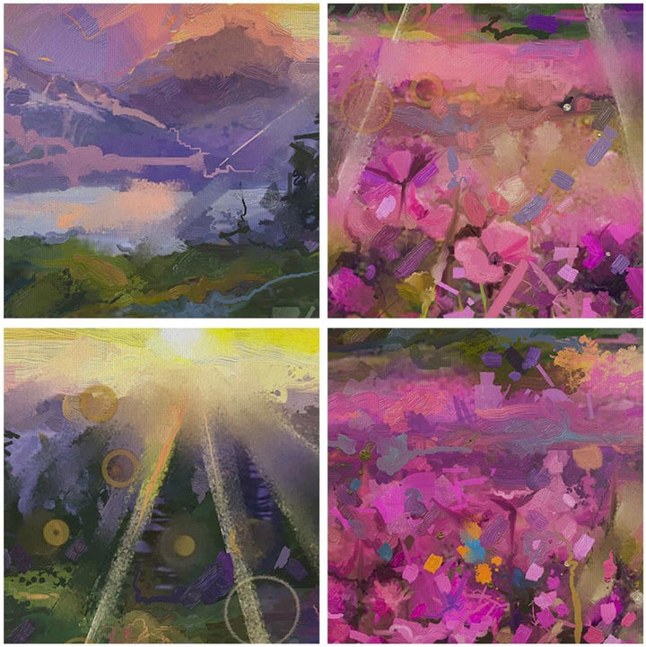 Bilder auf Leinwand Berge Blumen Blumen Leinwandbild mit Rahmen 70x50cm Wandbilder Dekoration Wohnzi