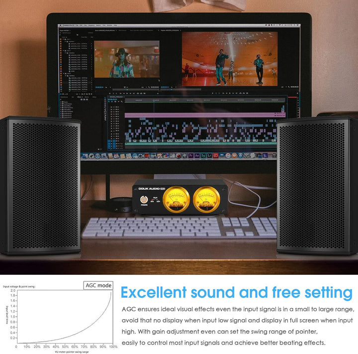 Douk Audio VU22 Duales analoges VU Meter Display DB Panel Musikspektrum MIC und LINE Schallpegelmess