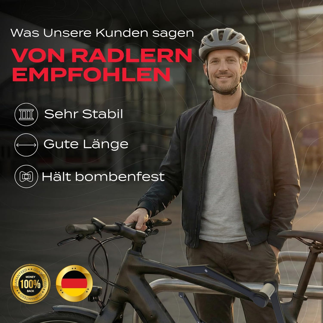 IMPACT® Fahrradschloss 65 cm – Sicheres & leichtes Faltschloss Fahrrad mit Gummibeschichtung, kompak