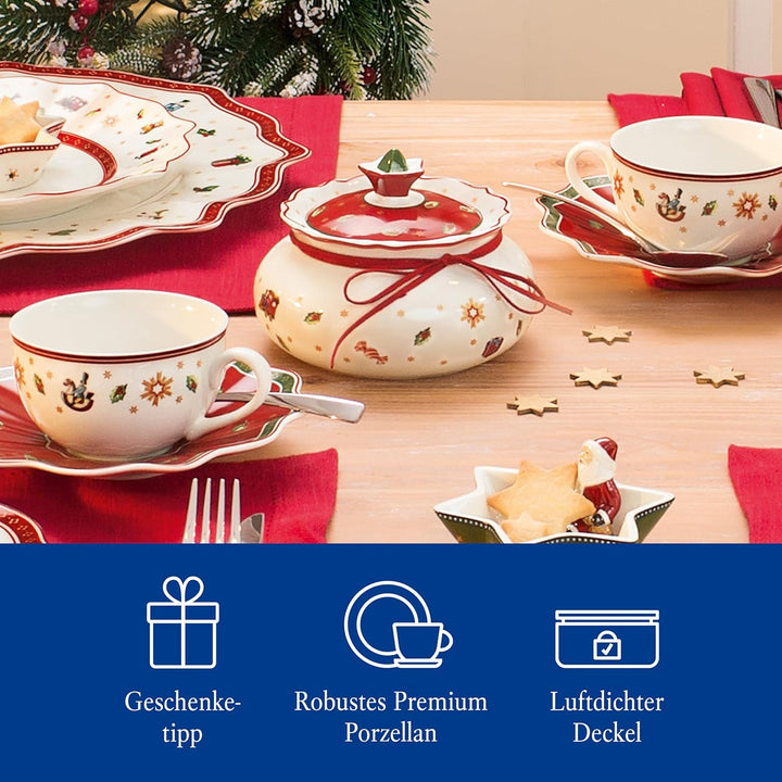 Villeroy & Boch – Toy's Delight mittelgrosse Vorratsdose, Keksdose Weihnachten, Gebäckdose, Dose mit