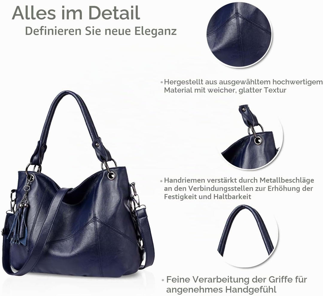 NICOLE &amp; DORIS Fashion Damen Schultertasche Einfache Umhängetasche für Damen Soft PU Leder Blau