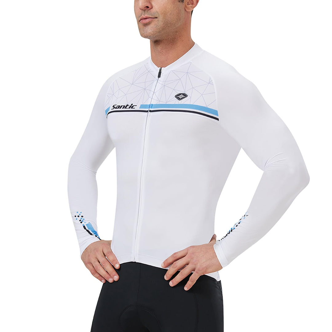 Radtrikot Herren Langarm Atmungsaktiv Universal, 3XL Weiß