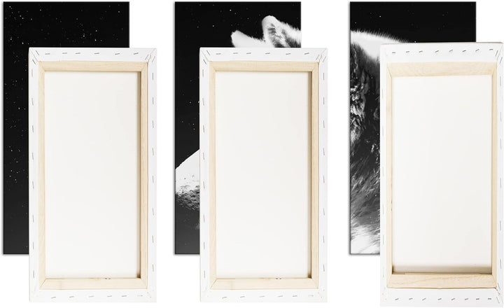 deyoli einsamer stolzer Wolf Format: 3Teilig Effekt: Schwarz&Weiss als Leinwandbild, Motiv fertig ge