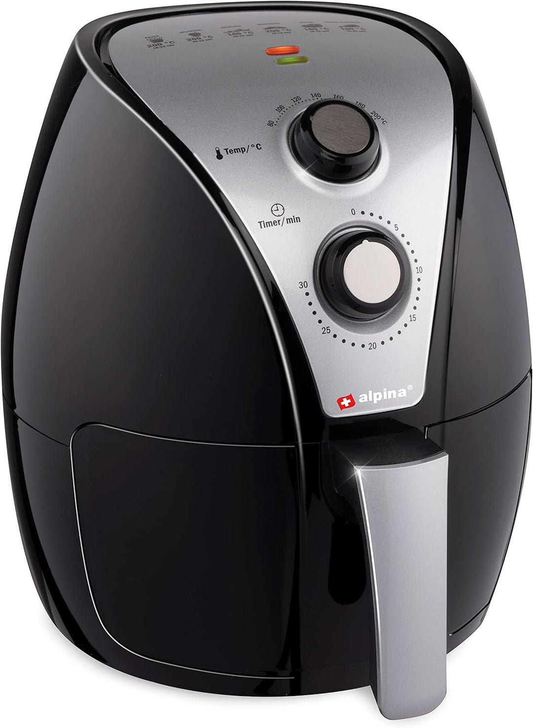 alpina Heissluftfritteuse - Airfryer - XL 3,2 Liter - 80-200 Grad - 1500 Watt - Schwarz 3,2 LITER AI