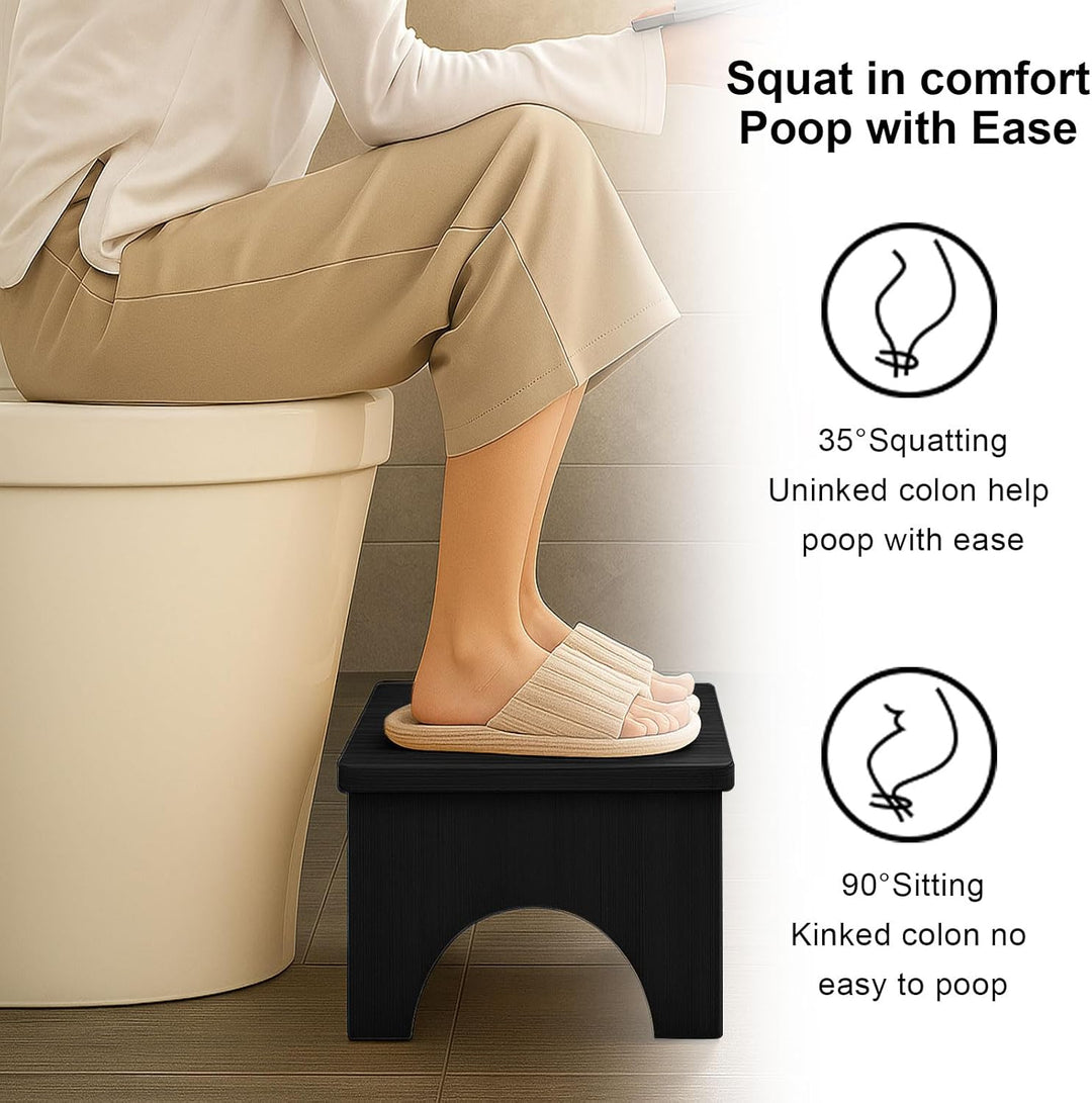Toilettenhocker aus Bambus, 37×20×17 cm Rutschfester & Ergonomischer WC Hocker zur Verdauungsförderu