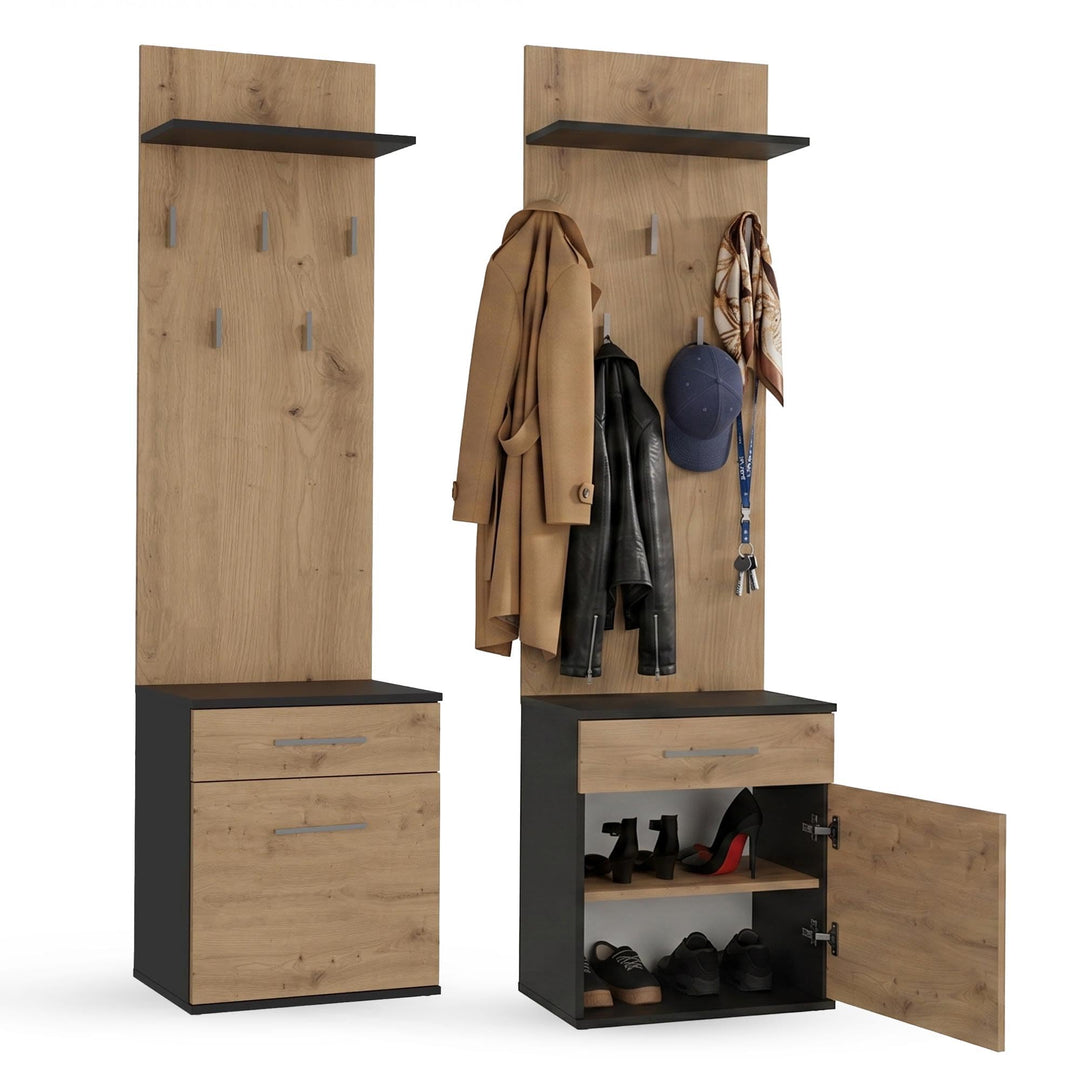 CDF Garderobe Schuhschrank Flurgarderobe Garderobenpaneel Eingangsschrank mit Kleiderhaken Jackenauf