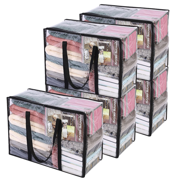 5 Pack Klarsichtige Aufbewahrungsbeutel für Kleidung mit Verstärktem Griff, 46 x 38 x 23 cm, Vinyl O