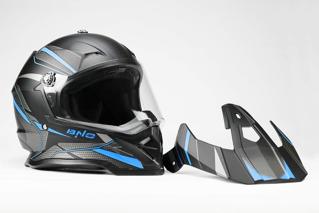 BNO Cross-3 Helm, Motocrosshelm, Corsshelm, S, M, L, XL L Matt-Schwarz-Blau, L Matt-Schwarz-Blau