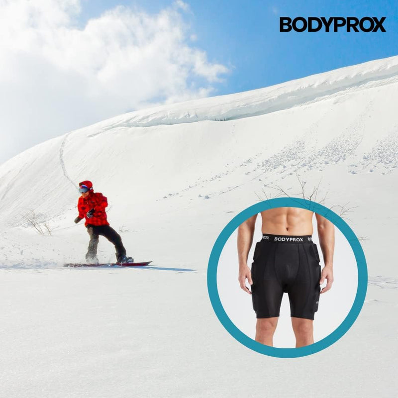 Bodyprox Gepolsterte Schutz-Shorts für Snowboarding, Skaten und Skifahren, 3D-Schutz für Hüfte, Po u