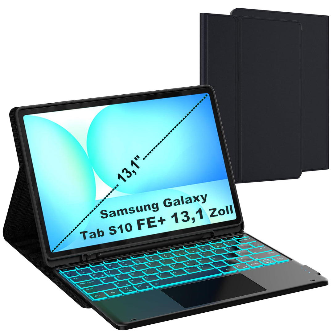 Für Galaxy Tab S10 FE+ 13,1" Tastatur Hülle - 7 Farben Beleuchtung Abnehmbare Trackpad Tablet Cover