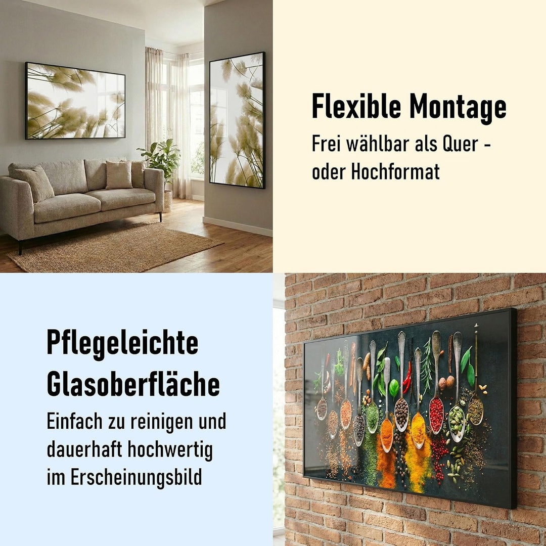STEINFELD Heizsysteme® Glas Bild Infrarotheizung mit Thermostat | Made in Germany | viele Motive 350