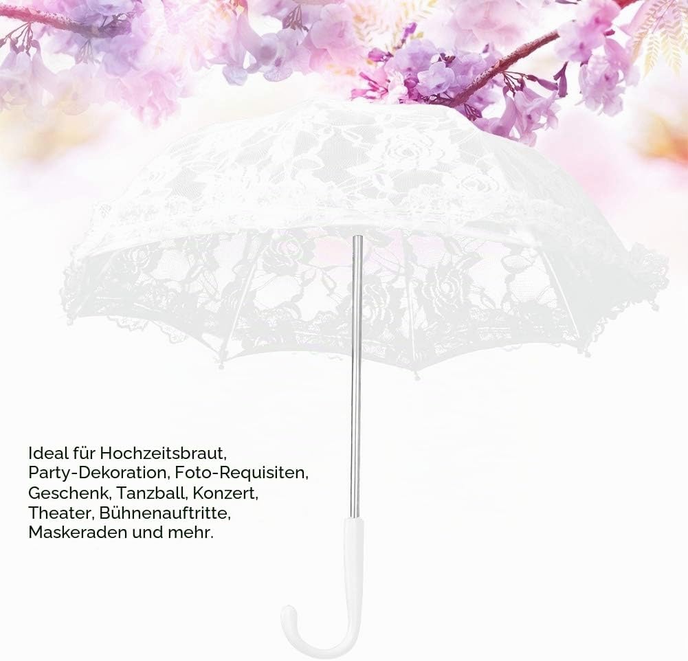 Mumusuki Weisser Spitze-Regenschirm-Handwerks-Blumen-Stickerei-Regenschirm-Gebrauch für Brautpartei-