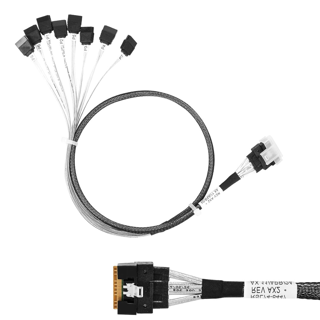 SlimSAS X8 auf 8 x SATA, SFF-8654 74P auf 8 x SATA 7P, SlimSAS Host/RAID auf SATA Target HD, 85 cm K