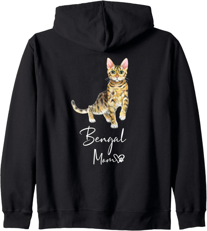 BENGAL MOM Mama Katze Katzenmama Frauchen Rückendruck Kapuzenjacke