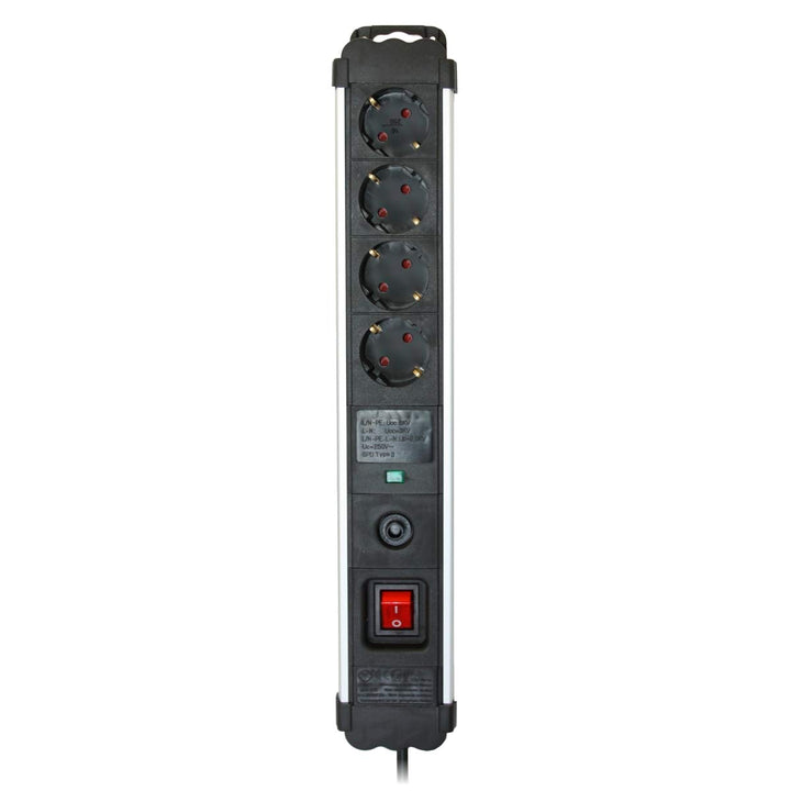 4-socket plugboard with power switch Silver Electronics 3680W Black 4 tomas, 4 tomas