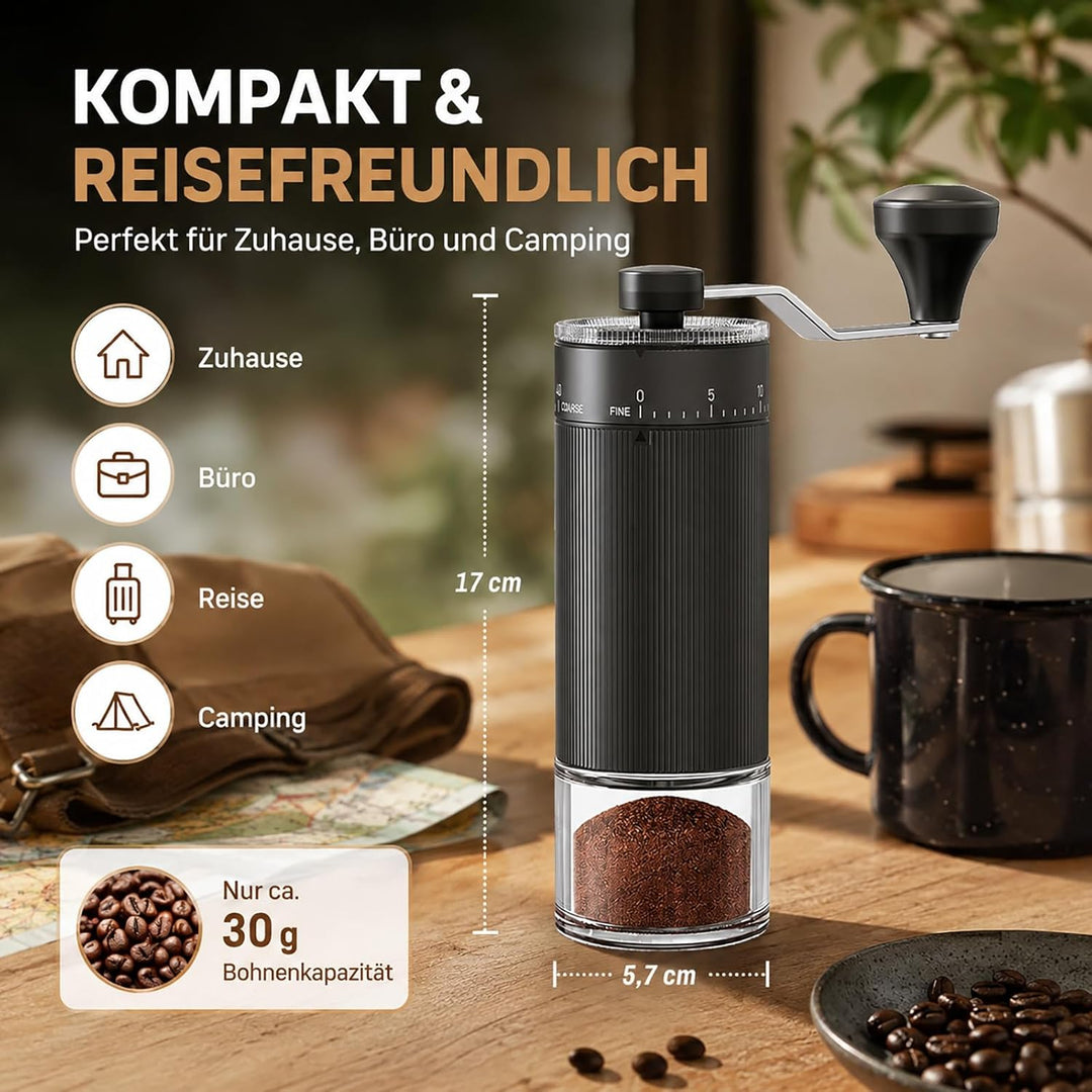 Externer Verstellbarer Kaffeemühle Manuell mit Hochpräzisen - Kaffeemühle mit 40 Einstellbaren Stufe