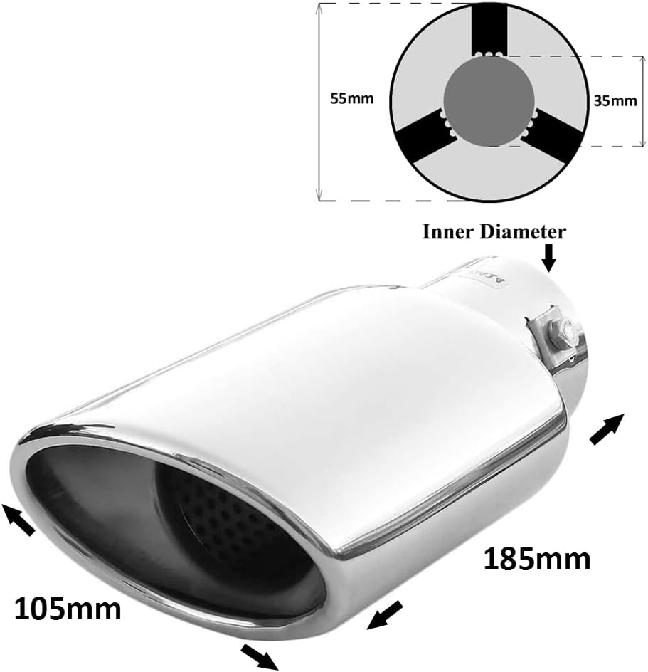 Auspuffblende Oval Endrohr Edelstahl Auto Endrohrblenden Auspuffendrohr Auspuffrohr Tuning Universel