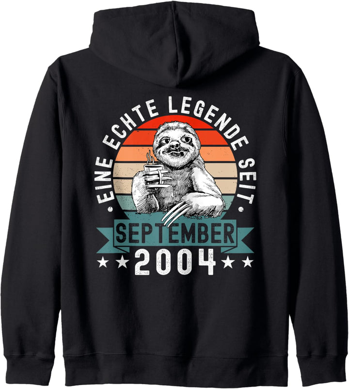 Faultier Geburtstag September 2004 Geboren Jahrgang 2004 Kapuzenjacke