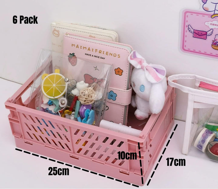 6 Stück Klappbox,25×17×10cm Klappkiste Körbe Aufbewahrung Zusammenklappbarer Tragbar Aufbewahrunskis