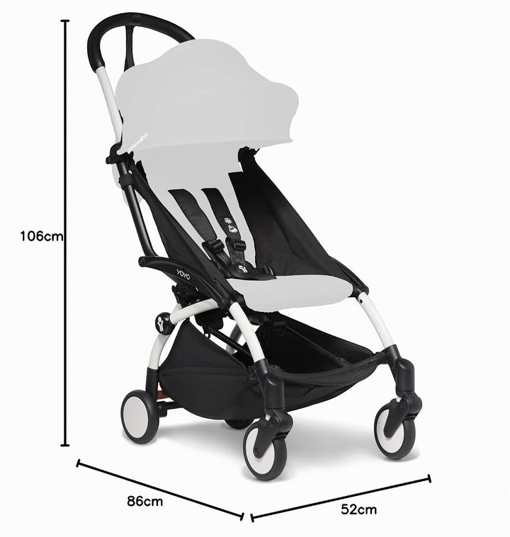 BABYZEN YOYO2 Kinderwagengestell, White - Textilset nicht inbegriffen - Kommt mit 5-Punkt-Gurt, mehr
