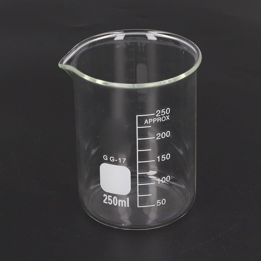 10 Stück Boro silikat glas becher Set, 10/25/50/150/250ml Graduierten-Labor-Messbecher mit Auslass,