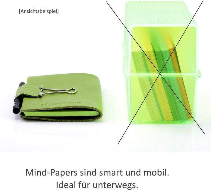 A5 Mind-Papers, revolutionäres X17-Karteikarten-Lernkarten-Box-Konzept! Recyceltes Leder orange, nac