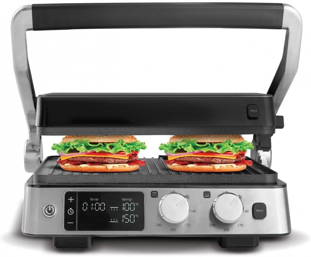 Karaca Compact Steel Sear & Grill Inox 2008 Sandwichmaker 3 in 1, Elektrogrill, Toaster Sandwichtoas
