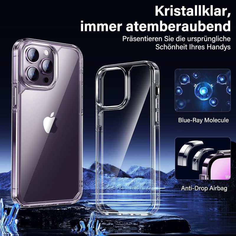 UniqueMe 5-in-1-Set für iPhone 14 Pro Max Hülle, [Nie Vergilbung] Handyhülle für iPhone 14 Pro Max C