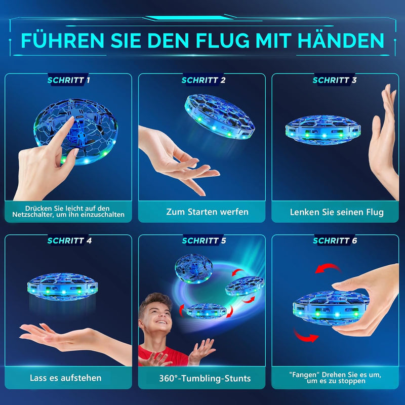 semai Mini UFO Drohne Fliegender Ball, Fliegendes Spielzeug Handgesteuerter 360°Rotierenden Hover Fl