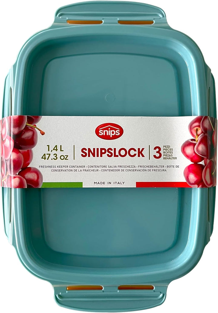 Snips, SnipsLock MIXCOLOR, Set 3 Vorratdosen, 3 x 1,4 LT, Rechteckig, 23,5 x 18,5 x 11 cm Voratdosen
