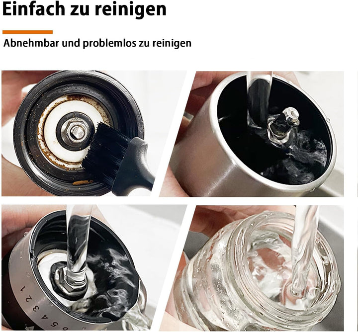 BRAVECOW Tragbare kaffeemühle manuell,Kegelmahlwerk aus Edelstahl kaffee mühle mit 6 einstellbaren S