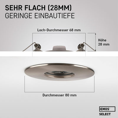 Emos LED Einbaustrahler 230V 5W, 370lm | Einbaustrahler wasserdicht IP44 für Aussen und Innen | LED