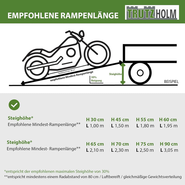 TRUTZHOLM 2 x Auffahrrampe klappbar 228 cm Traglast 680 kg Alu schwarz gelocht Motorradrampe Verlade
