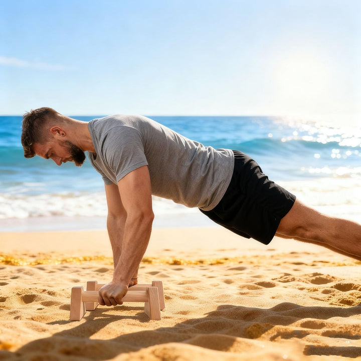 Liegestützgriffe, 2 Push Up Bars, Handstandstange, Holz Parallettes, mit Zwei Abnehmbaren Griffschla