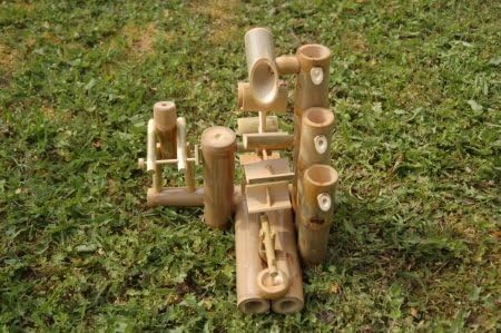 Bambus Wasserspiel Gartendeko Brunnen Wasserfall Kaskade für Garten Gartenteich Terrasse Balkon 32 c