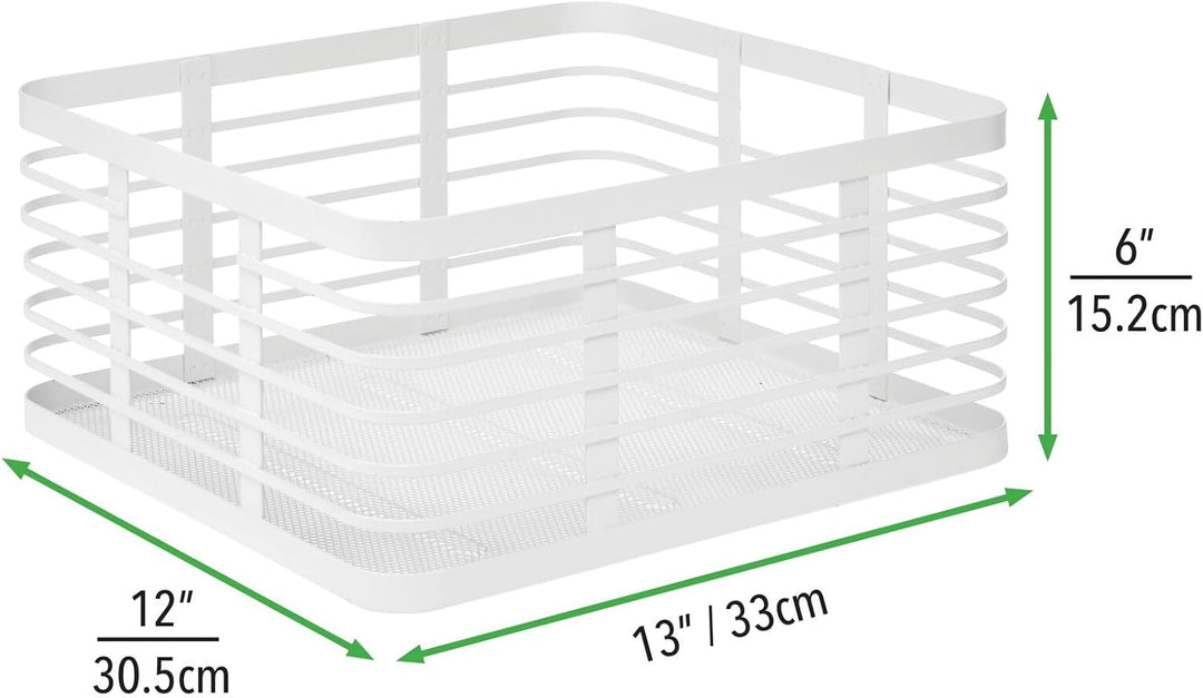mDesign 3er-Set Allzweckkorb aus Metall – Aufbewahrungskorb für Küche, Vorratskammer, Bad etc. – kom