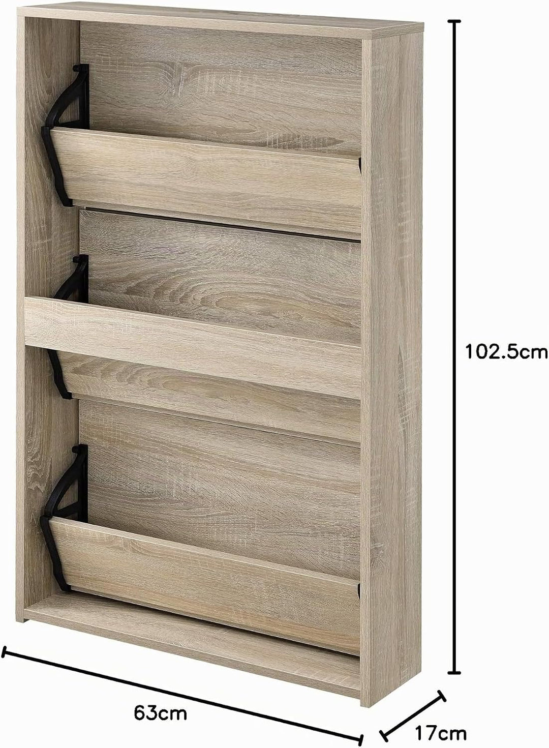 [en.casa] Schuhschrank Lund Schuhkipper mit 3 Klappen verspiegelt Schuhkommode für 9 Paar Schuhe 103