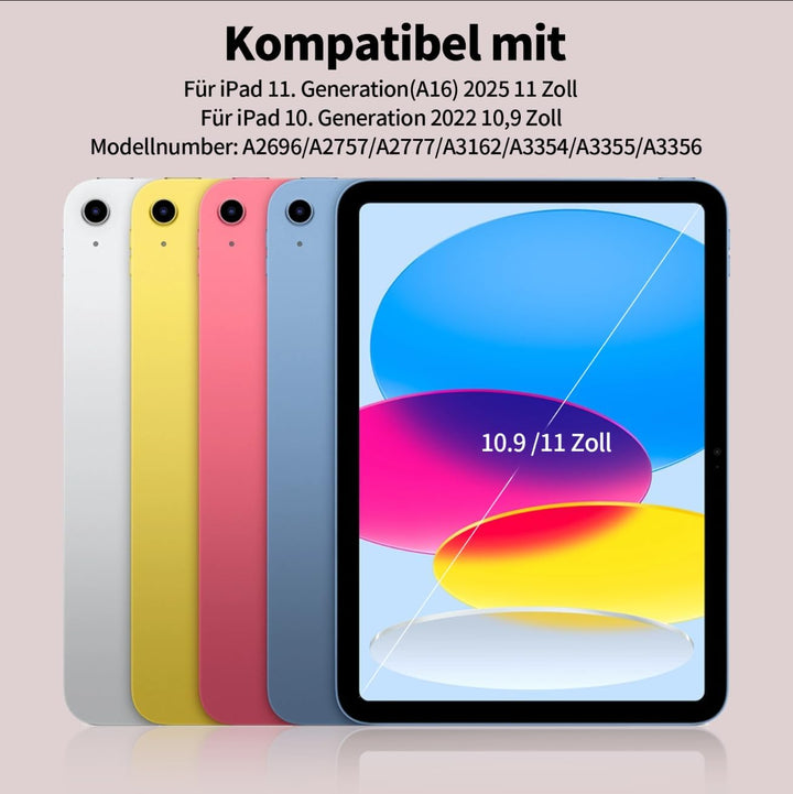 Hülle mit Tastatur für iPad A16 2025 / iPad 11./10. Generation 2022 10,9 Zoll, Magnetisch Bluetooth-
