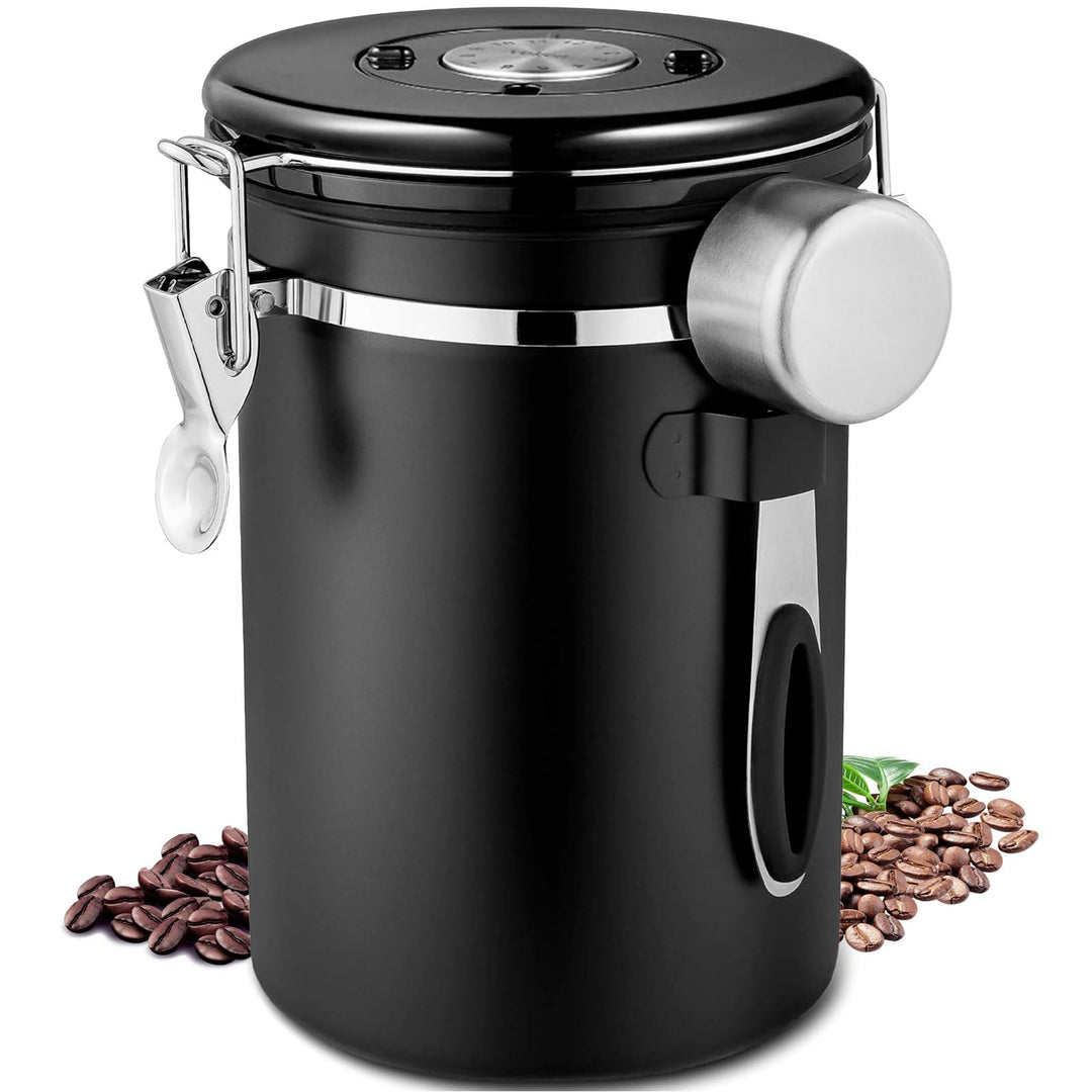 Frasheng Kaffeedose Edelstahl,Kaffeedose Luftdicht mit Edelstahl Löffel,750g/1,8L Kaffeebehälter,Vak