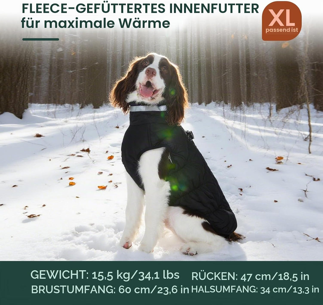 Kuoser Winter Hundejacke für mittelgrosse Hunde, Wasserdichter &amp; Winddichter Hundemantel mit Fleecef