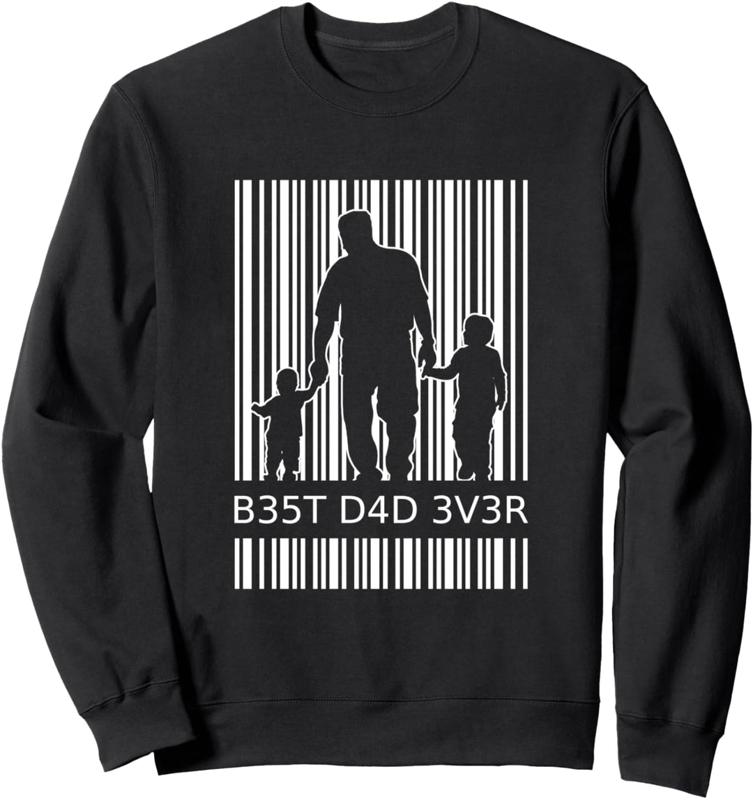 Best Dad Ever Vater 2 Kinder Strichcode zweifacher Papa Sweatshirt