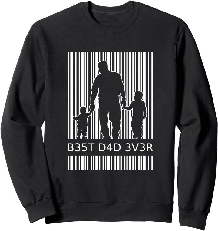 Best Dad Ever Vater 2 Kinder Strichcode zweifacher Papa Sweatshirt