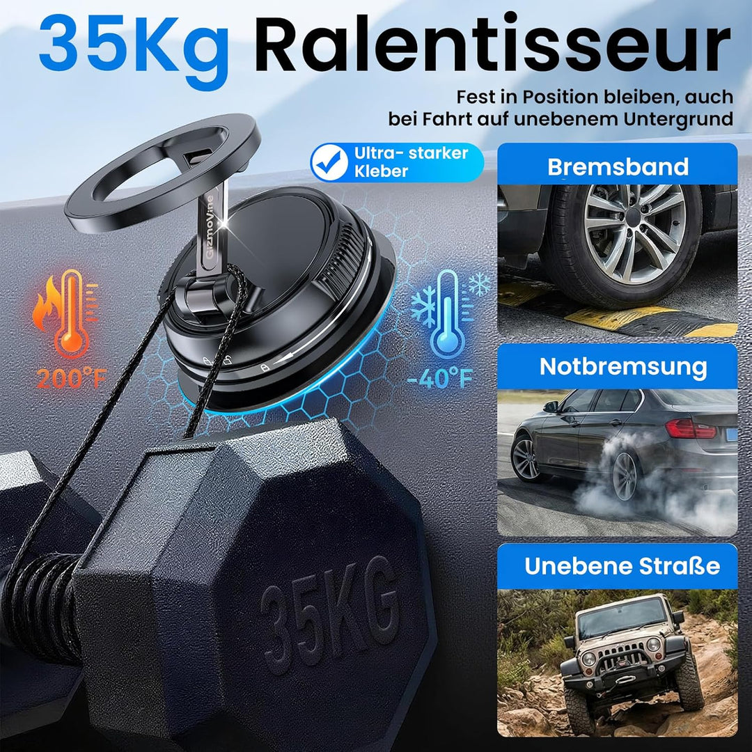 GizmoVine Magnetische Autohalterung für Handy, 2026 Upgrade, 360° Einstellbar, 35kg Starksaugnapf, M