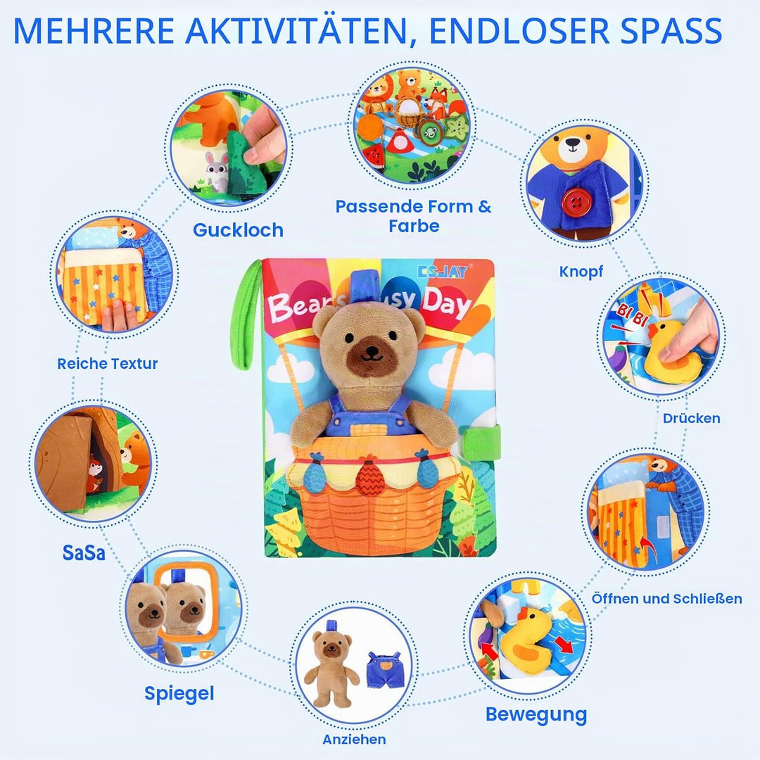 Esjay Busy Book für Kleinkinder ab 1 Jahr, Montessori Spielzeug Bär Busy Board, Activity Buch Quiet