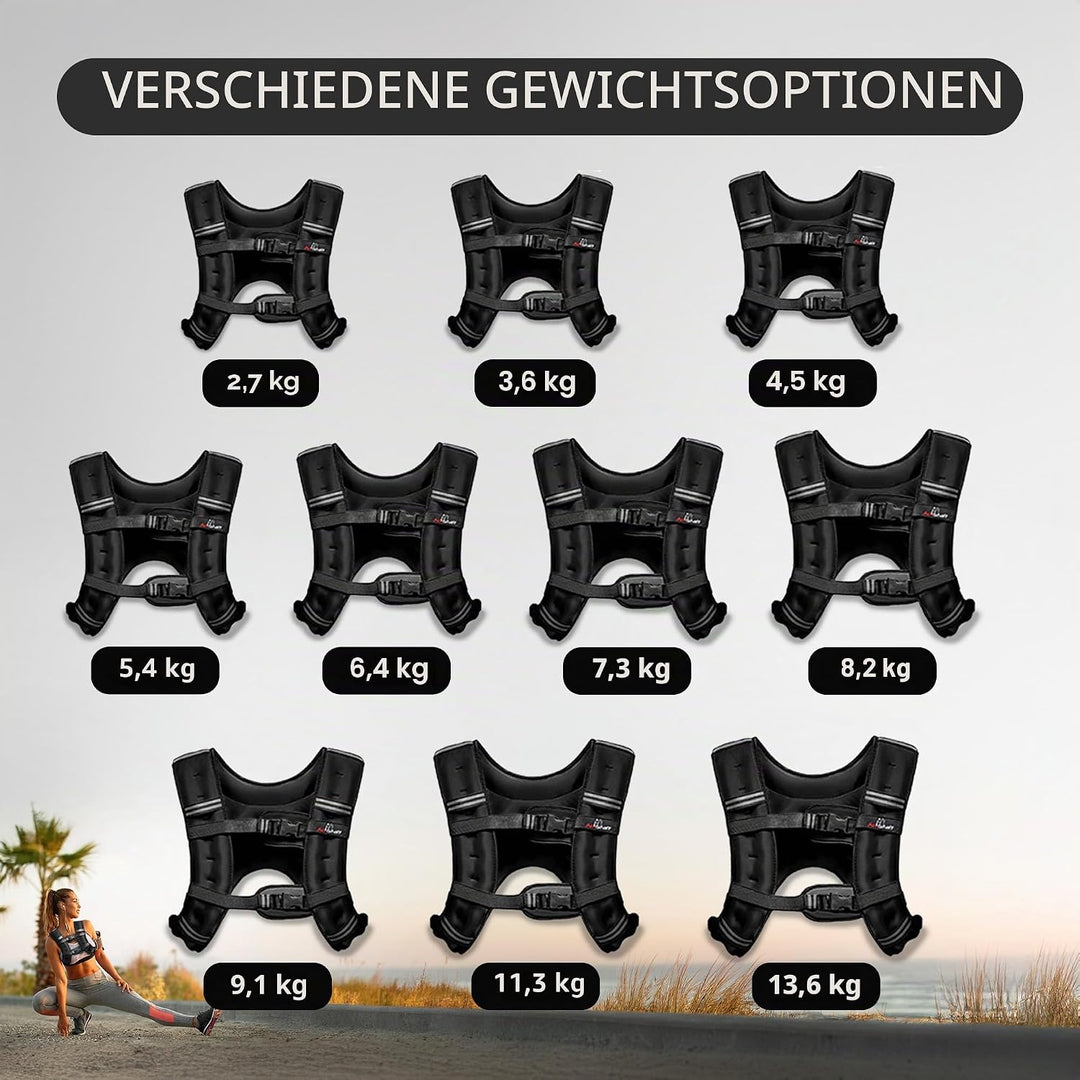 Amstaff Fitness Gewichtsweste – Gewichtsweste für Laufen, Krafttraining und Muskelaufbau, mit reflek