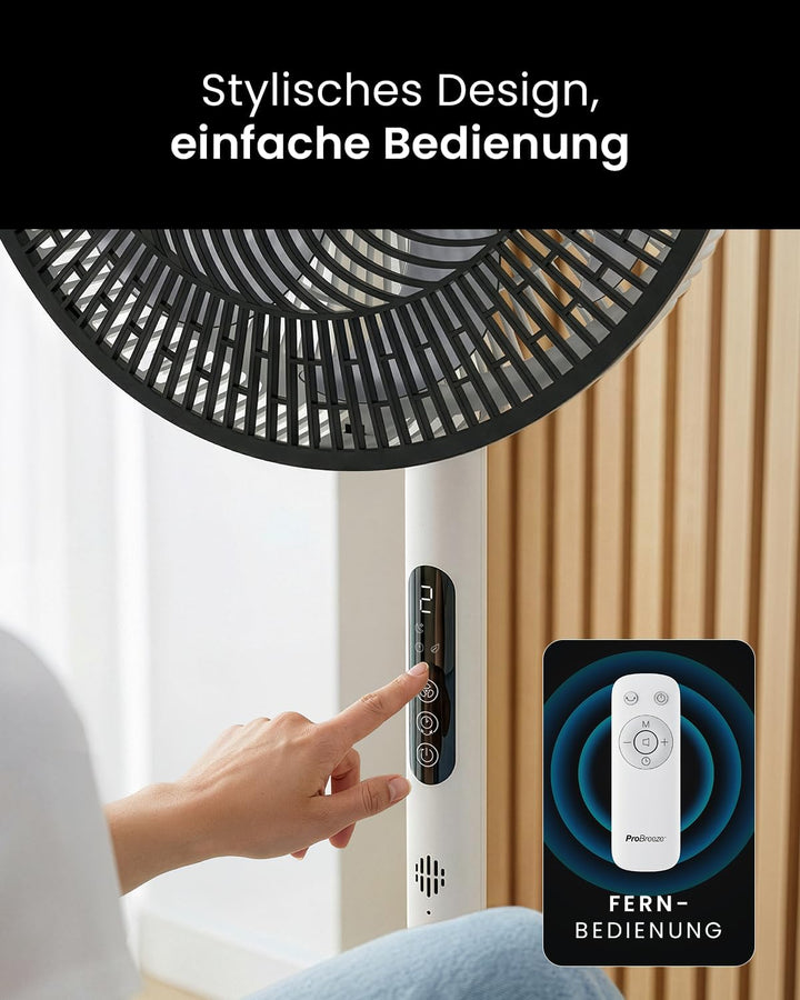 Pro Breeze AirFlo Slim Standventilator – 3-in-1: 70 | 100 | 130 cm | 9 Stufen bis 5,0 m/s | Leise 3